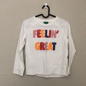 Feelin Great White Sweatshirt With Colorful Letter